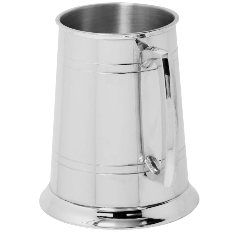 1 Pint Pewter Beer Mug Tankard With Classic Handle in Wooden Gift Box