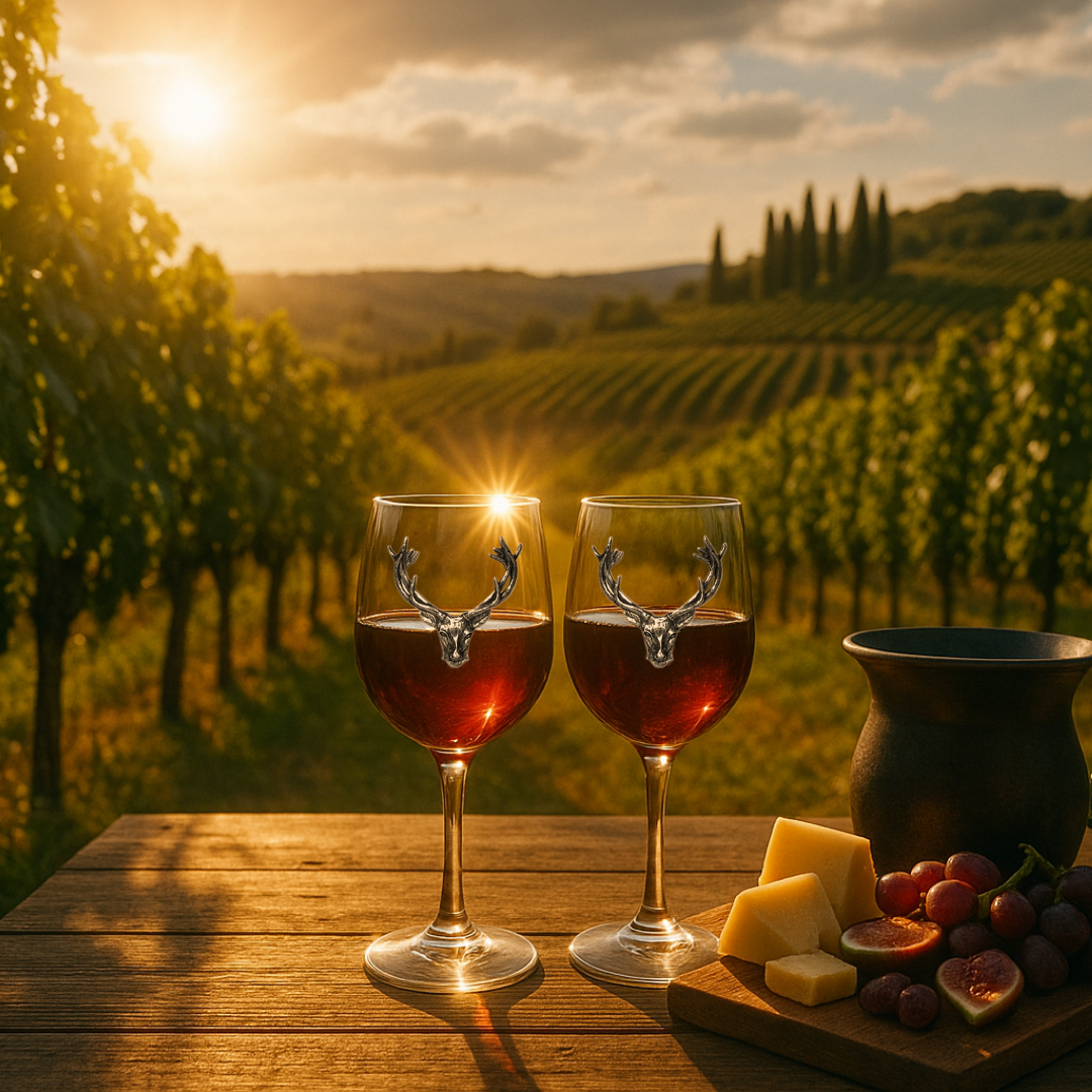 350ml Wine Glass With Pewter Stag Head