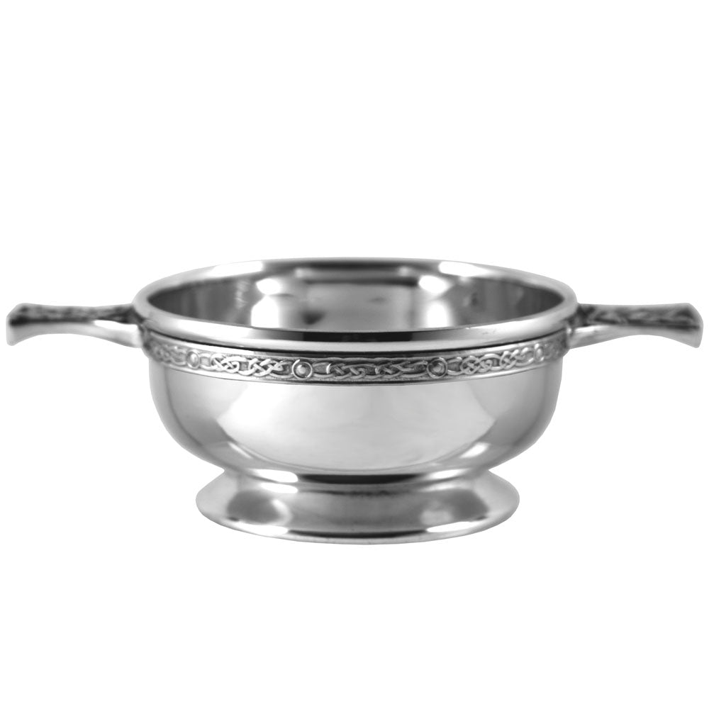 3.5 Inch Celtic Knot Handle Pewter Quaich Bowl