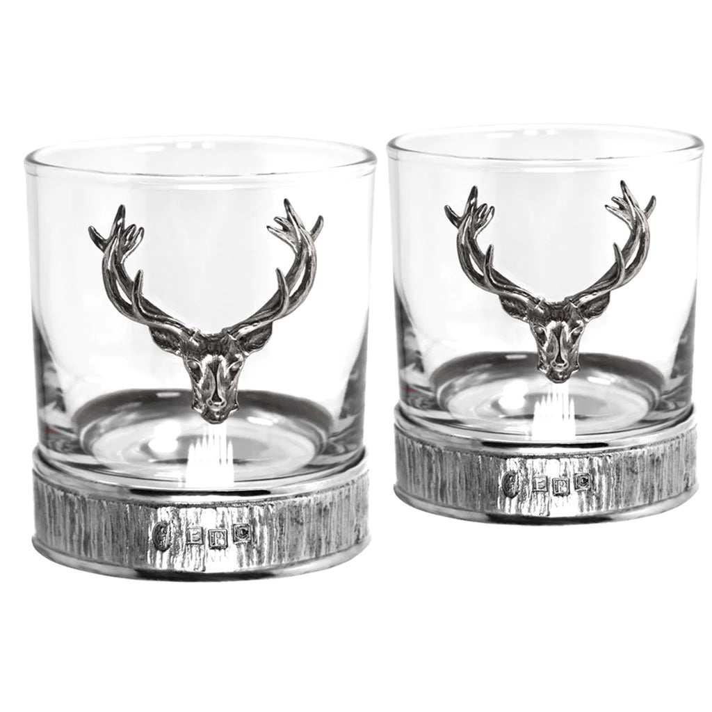 Matching Majestic Stag Crystal & Pewter Whisky Decanter & Tumbler Set