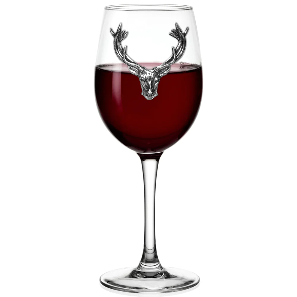350ml Wine Glass With Pewter Stag Head