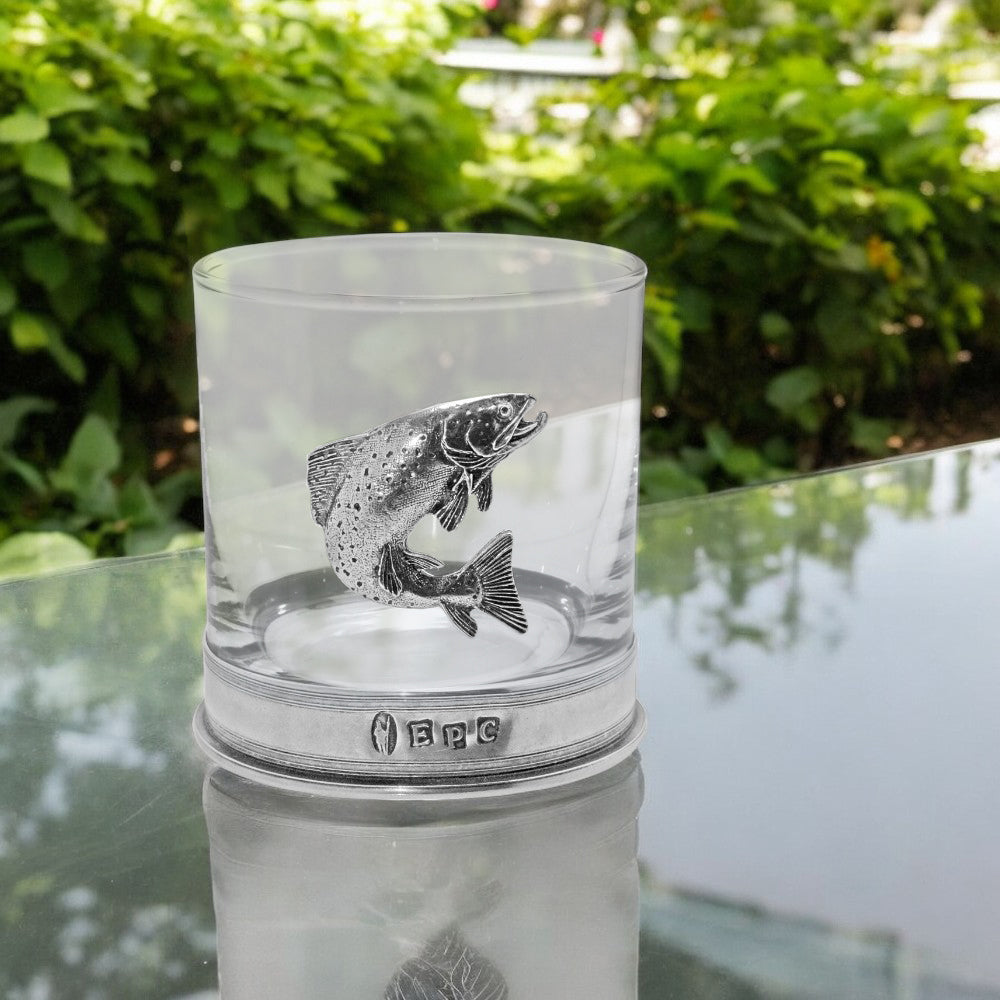 11oz Trout Fishing Pewter Whisky Glass Tumbler