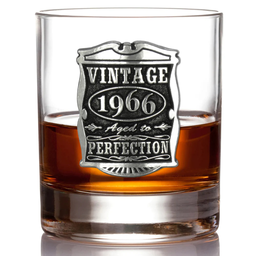 60th Birthday or Anniversary Gift 1966 Vintage Years Pewter Whisky Glass Tumbler