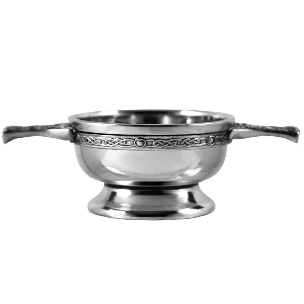 2.5 Inch Celtic Knot Handle Pewter Quaich Bowl