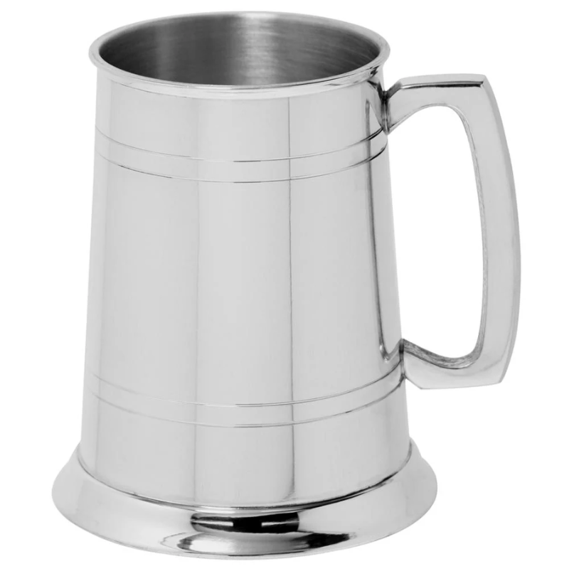 1 Pint Pewter Beer Mug Tankard With Classic Handle in Wooden Gift Box