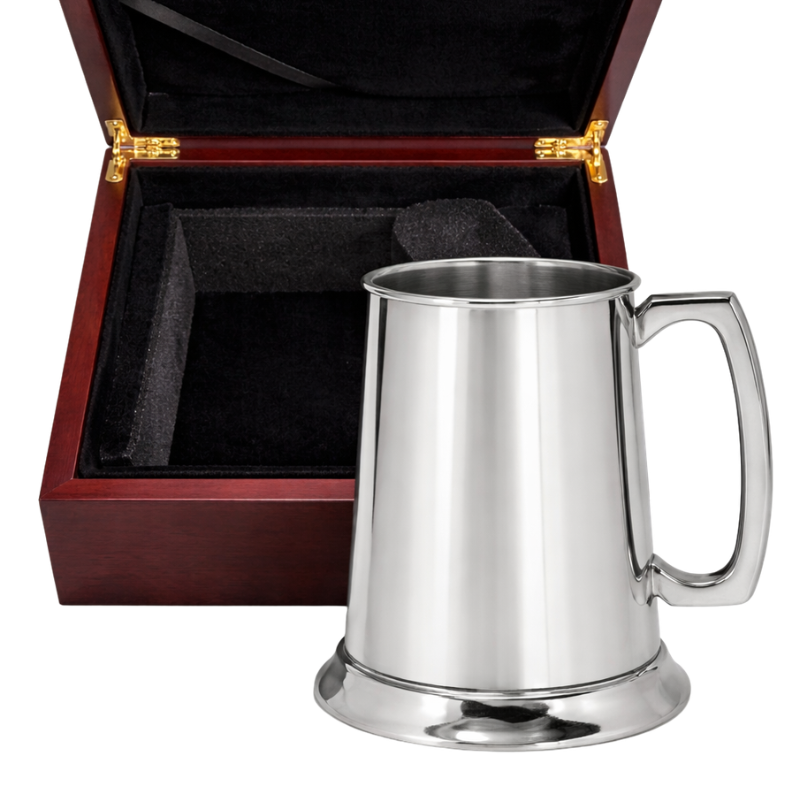 1 Pint Pewter Tankard in Wooden Gift Box
