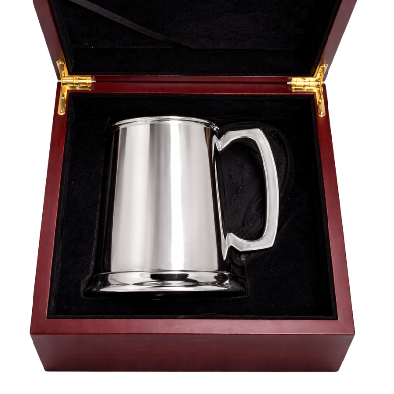 1 Pint Pewter Tankard in Wooden Gift Box