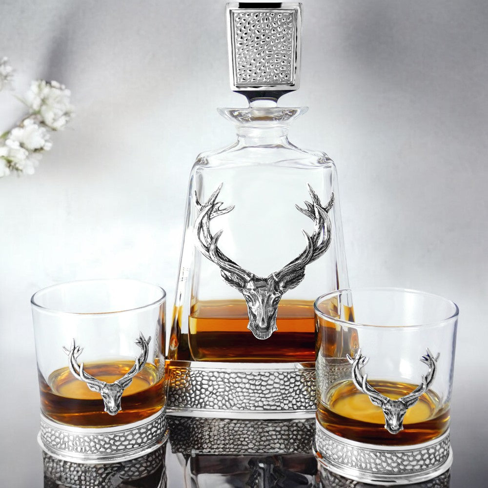 600ml Whisky, Wine & Spirit Regal Stag Medium Pewter Decanter