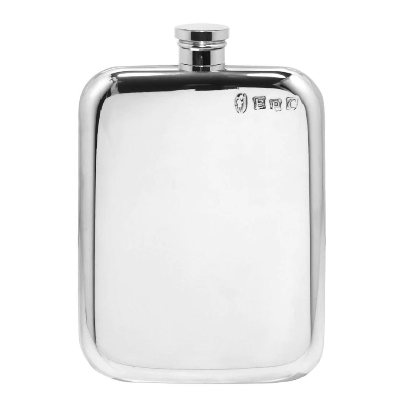 6oz Plain Pewter Hip Flask in Wooden Gift Box