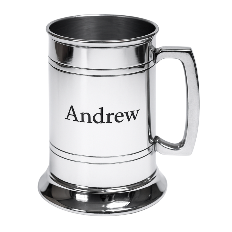 British Pewter 1 Pint Straight Edge Tankard
