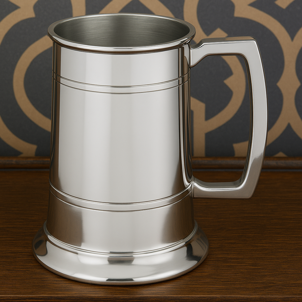 British Pewter 1 Pint Straight Edge Tankard