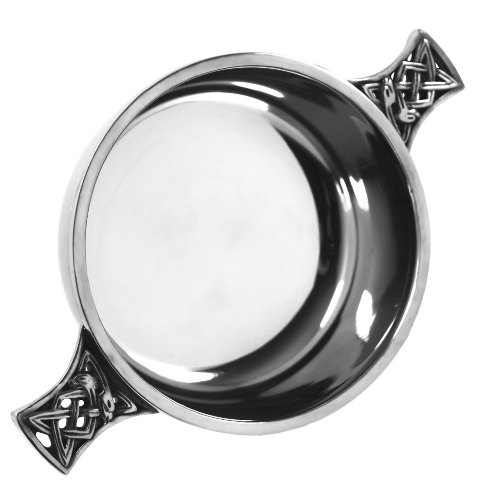 3.5 Inch Celtic Knot Handle Pewter Quaich Bowl