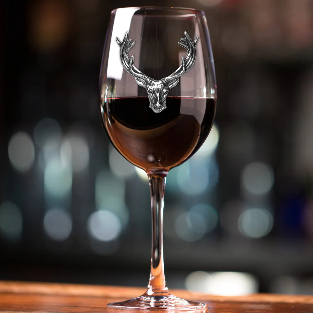 350ml Wine Glass With Pewter Stag Head