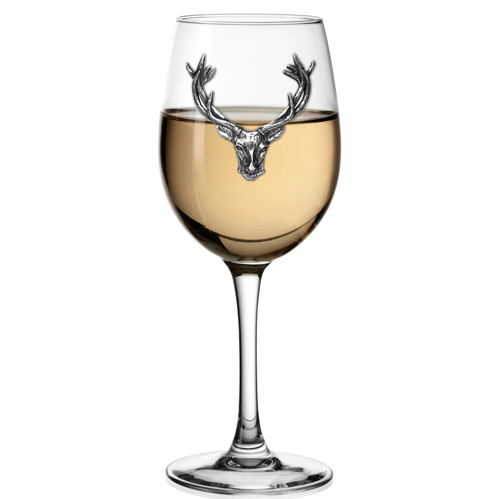 350ml Wine Glass With Pewter Stag Head