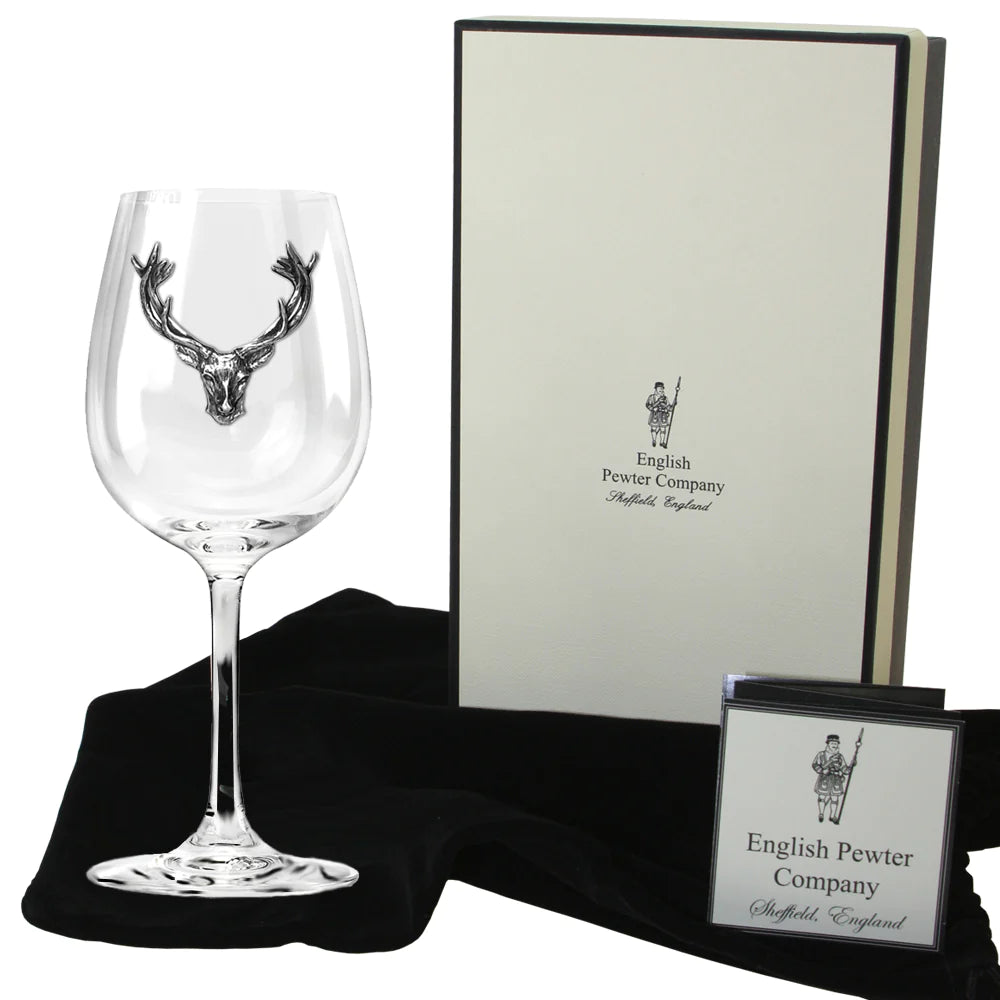 350ml Wine Glass With Pewter Stag Head