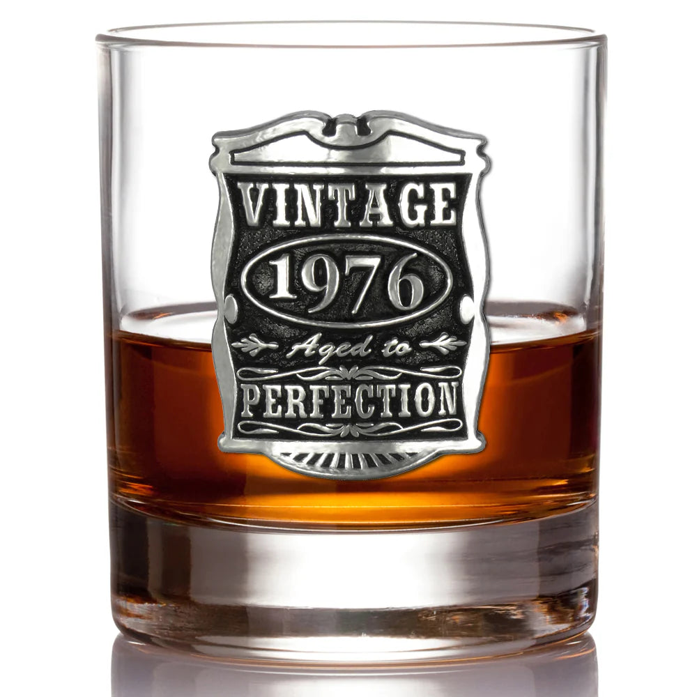 50th Birthday or Anniversary Gift 1976 Vintage Years Pewter Whisky Glass Tumbler