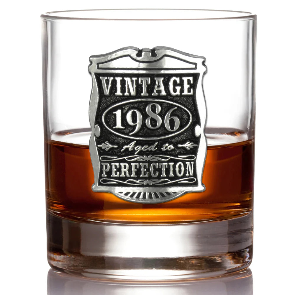 40th Birthday or Anniversary Gift 1986 Vintage Years Pewter Whisky Glass Tumbler