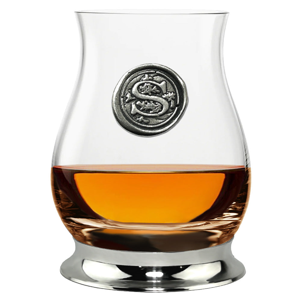 PRE RELEASE The Glencairn Whisky Mixer Glass with Pewter Monogram Initial 350ml
