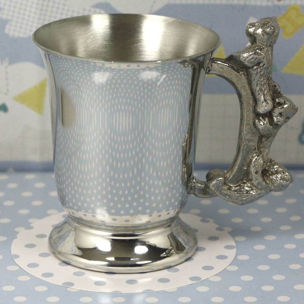Teddy Bears Playing Pewter Christening Childs Cup