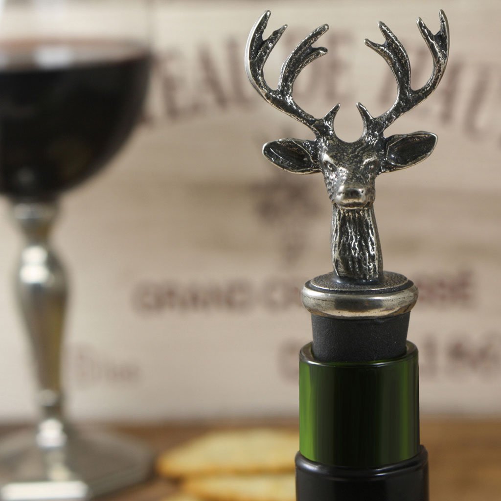Stag Head Pewter Wine Bottle Stopper