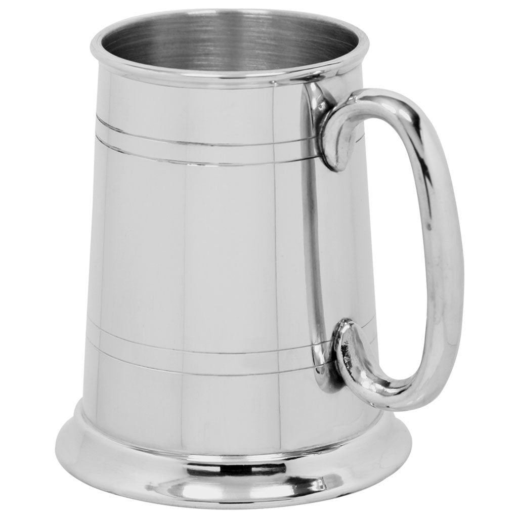 1 Pint Classic Pewter Beer Mug Tankard With Curved Handle