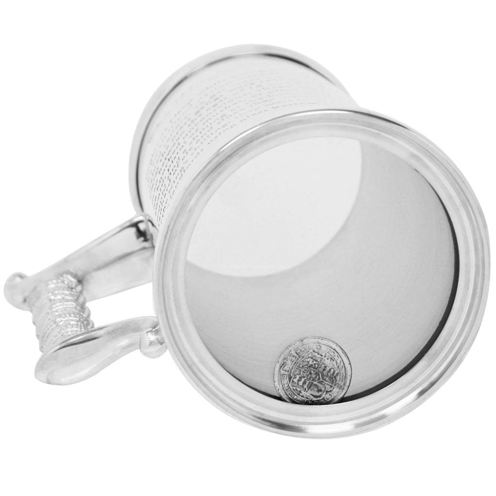 1 Pint Heavy Style Pewter Kings Shilling Beer Mug Tankard - As Seen On TV