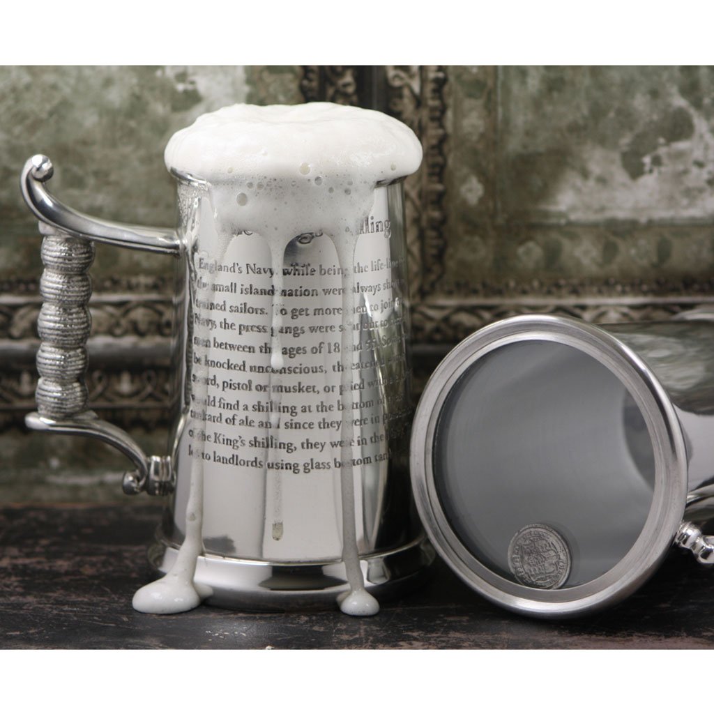 1 Pint Heavy Style Pewter Kings Shilling Beer Mug Tankard - As Seen On TV