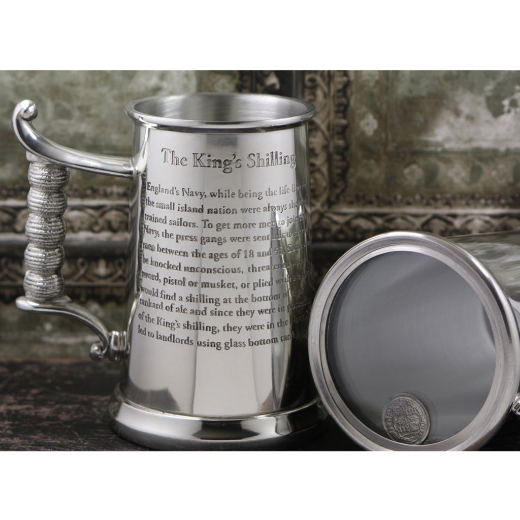 1 Pint Heavy Style Pewter Kings Shilling Beer Mug Tankard - As Seen On TV